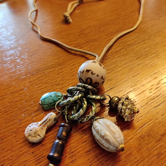 Boho Beaded Resort Adjustable Rope Necklace Handmade - Picture 1 of 10